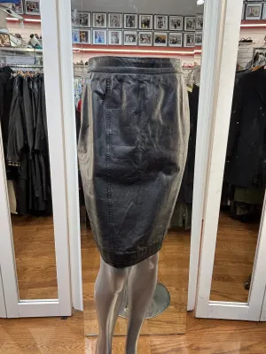 80’s Black Leather Pencil Skirt By Byrnes And Baker