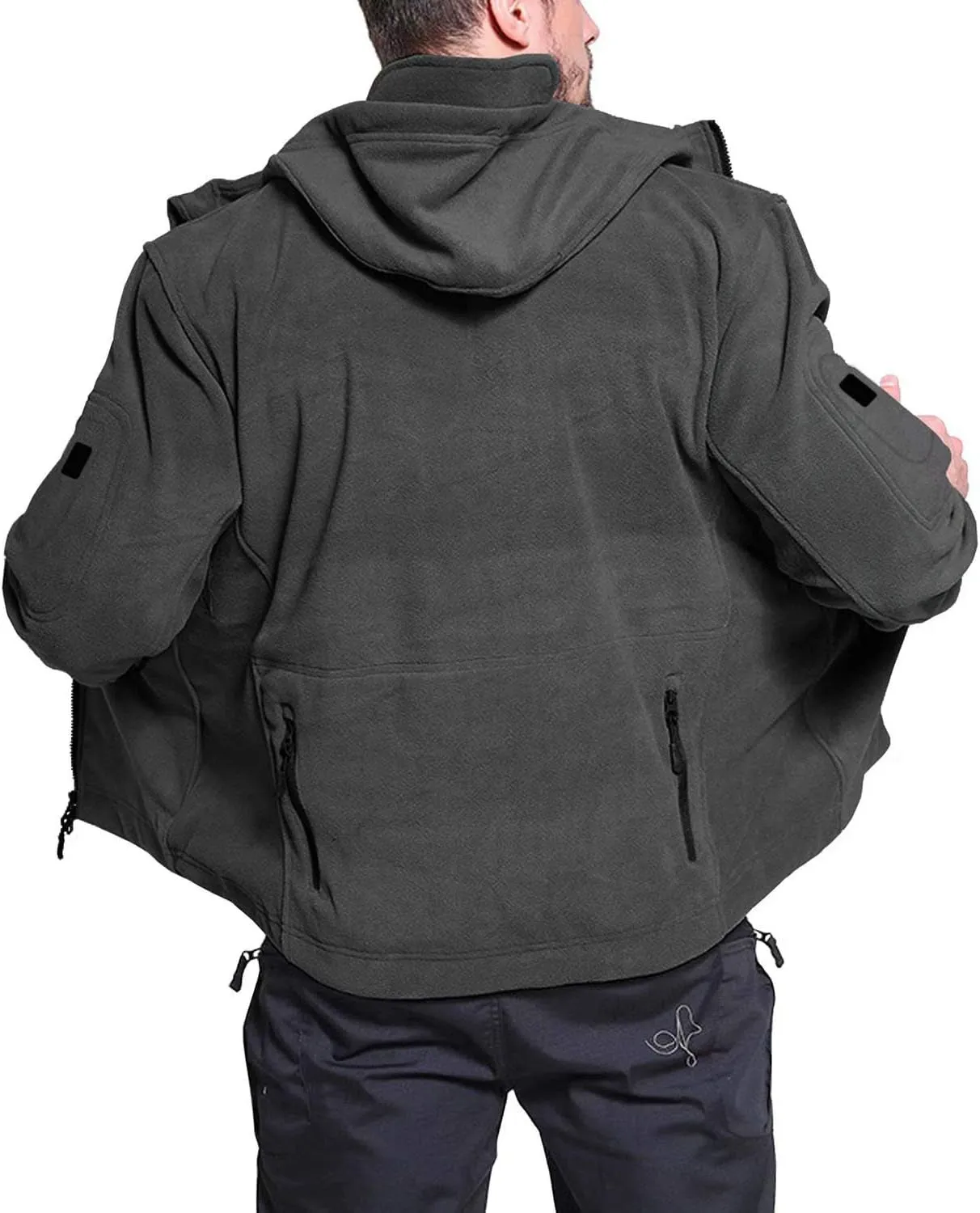 Men'S Winter Fleece Jackets Hooded Warm Military Tactical Coats Sport Outdoor Fleece Jacket Coats