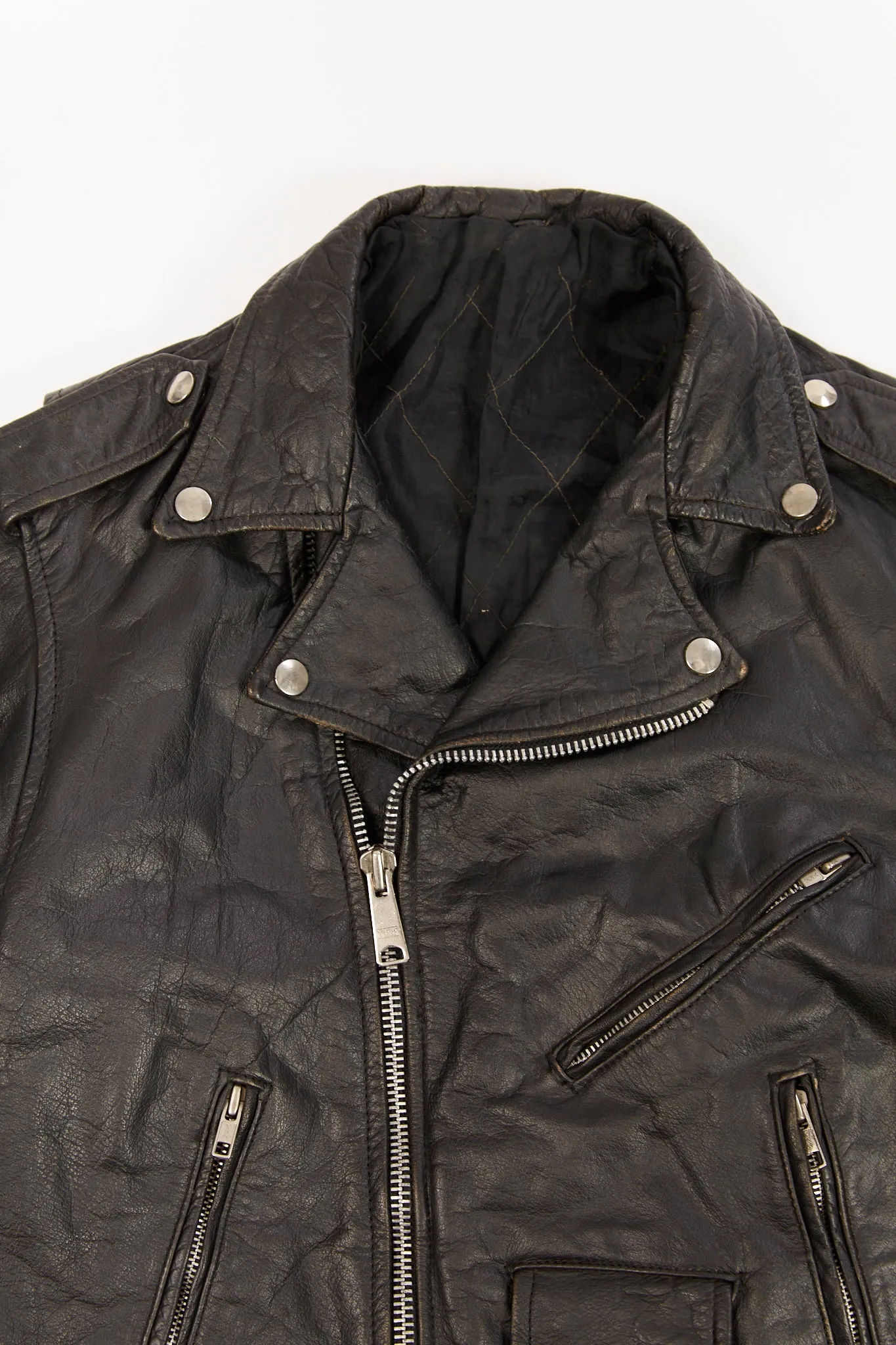 Vintage Classic Black Moto Leather Jacket (fits like a Men's extra small/small)